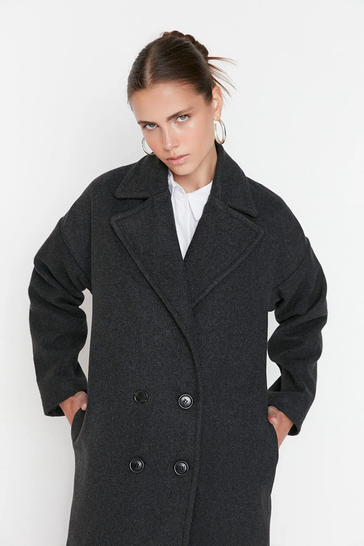 grey oversized coat