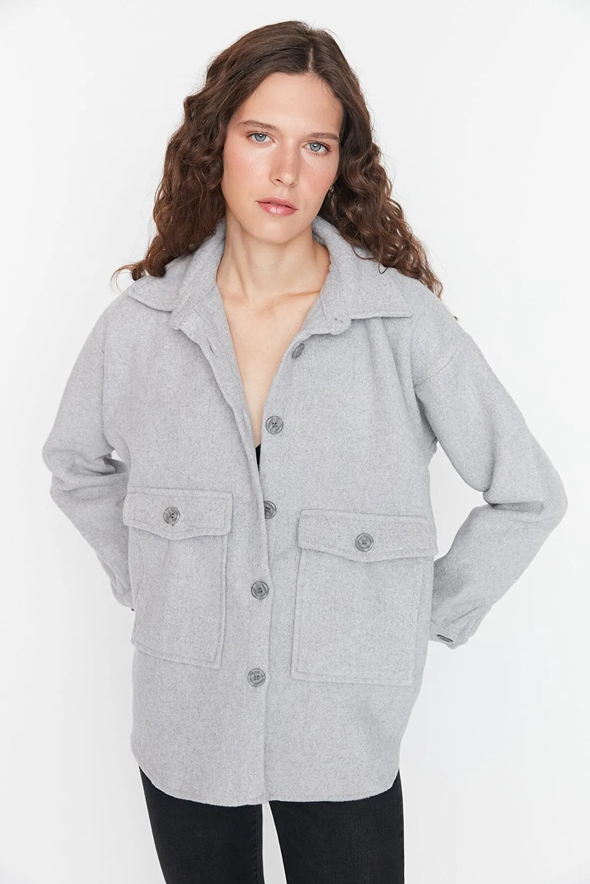 grey shirt jacket