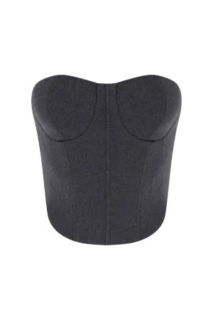 GREY STRAPLESS BUSTIER