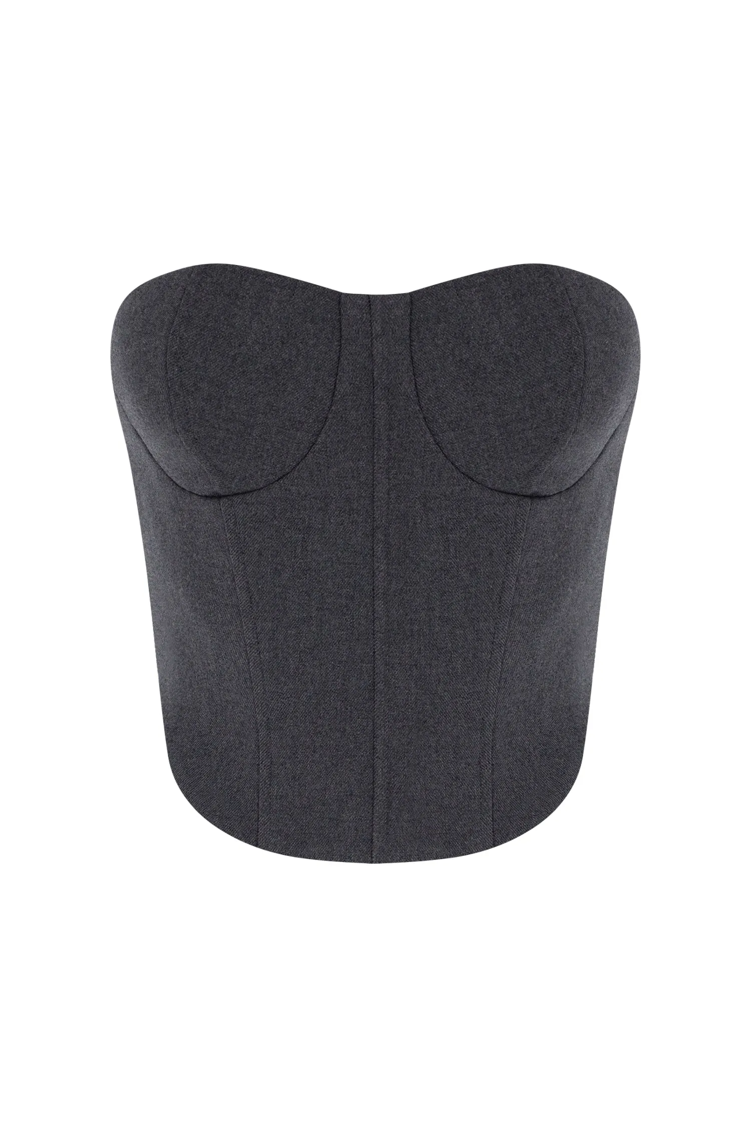 GREY STRAPLESS BUSTIER