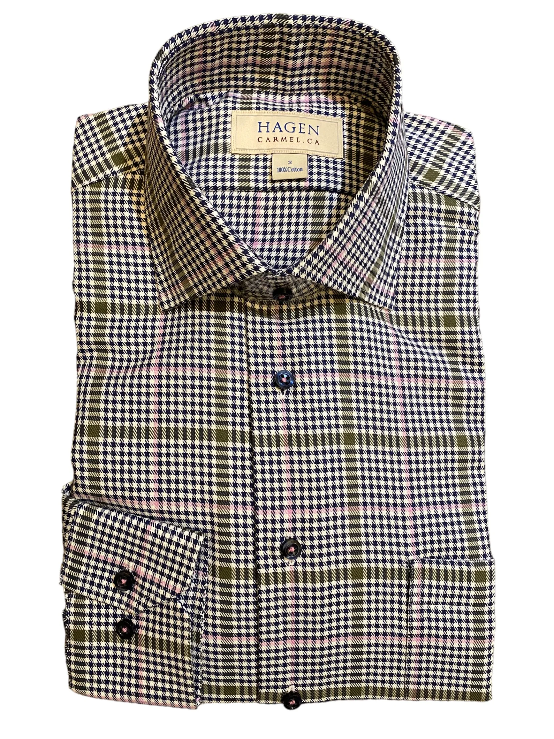 Hagen Shirt Woven Window Check Navy