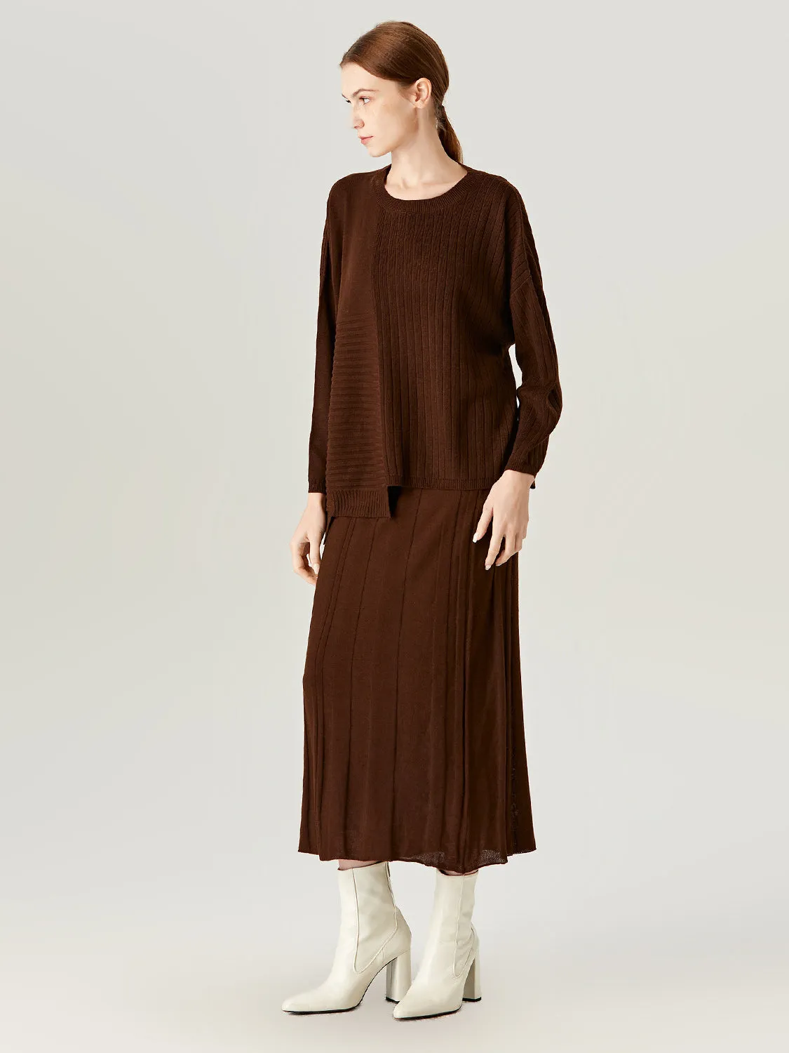 Halifax Irregular Round-Neck Loose Knit Wool Sweater
