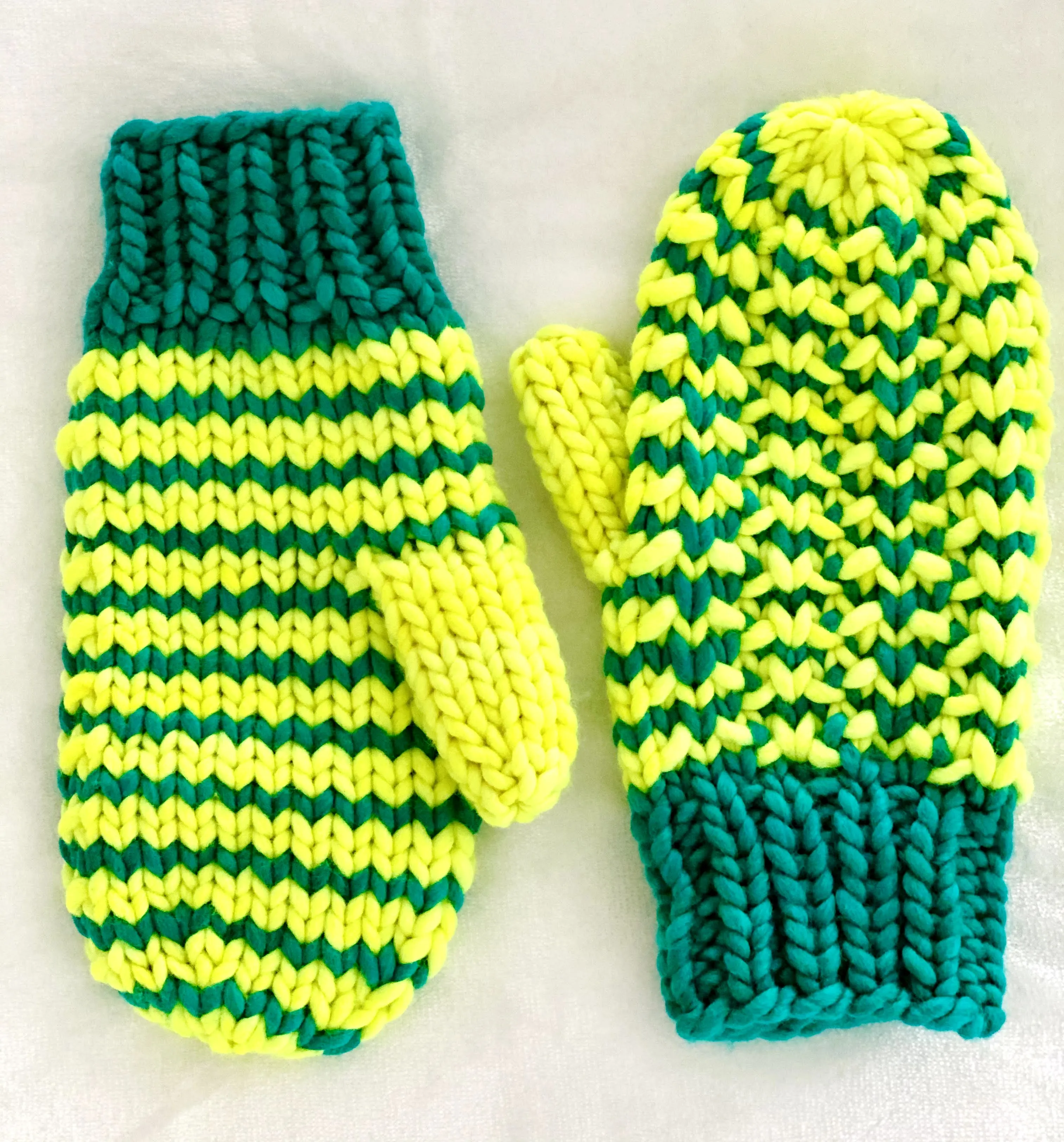Hand knit wool mittens bright fun neon women adult warm winter fashion soft teens valentine gift