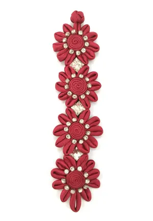 Handmade Red Flower Diamante Bracelet with Chinese Knot