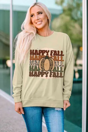 Happy Fall Dropped Shoulder Sweater