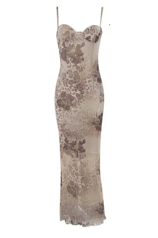 Harmony Bodycon Midi Dress - Nude
