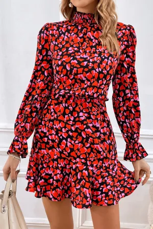 Heart Long Sleeve Mini Dress