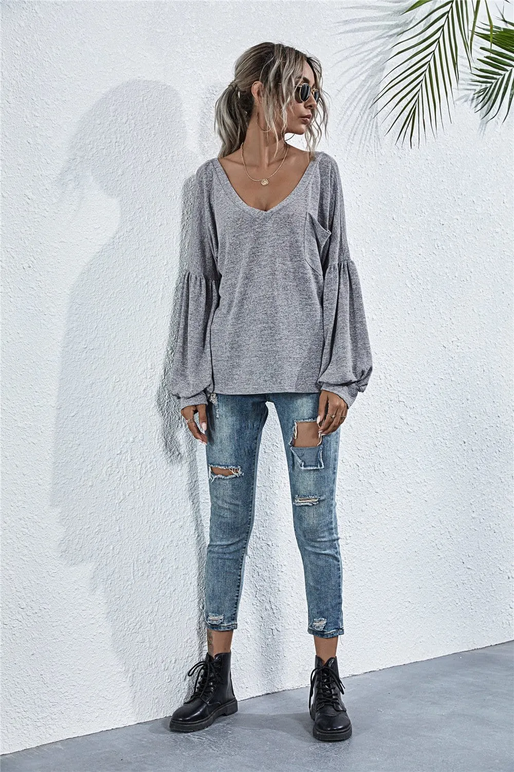 Heather Off-Shoulder Pocket Tunic