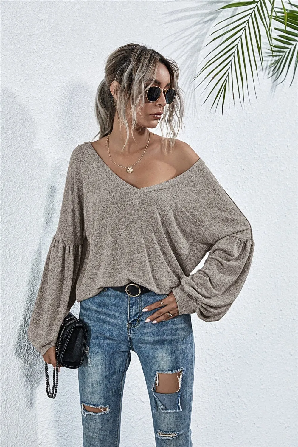 Heather Off-Shoulder Pocket Tunic