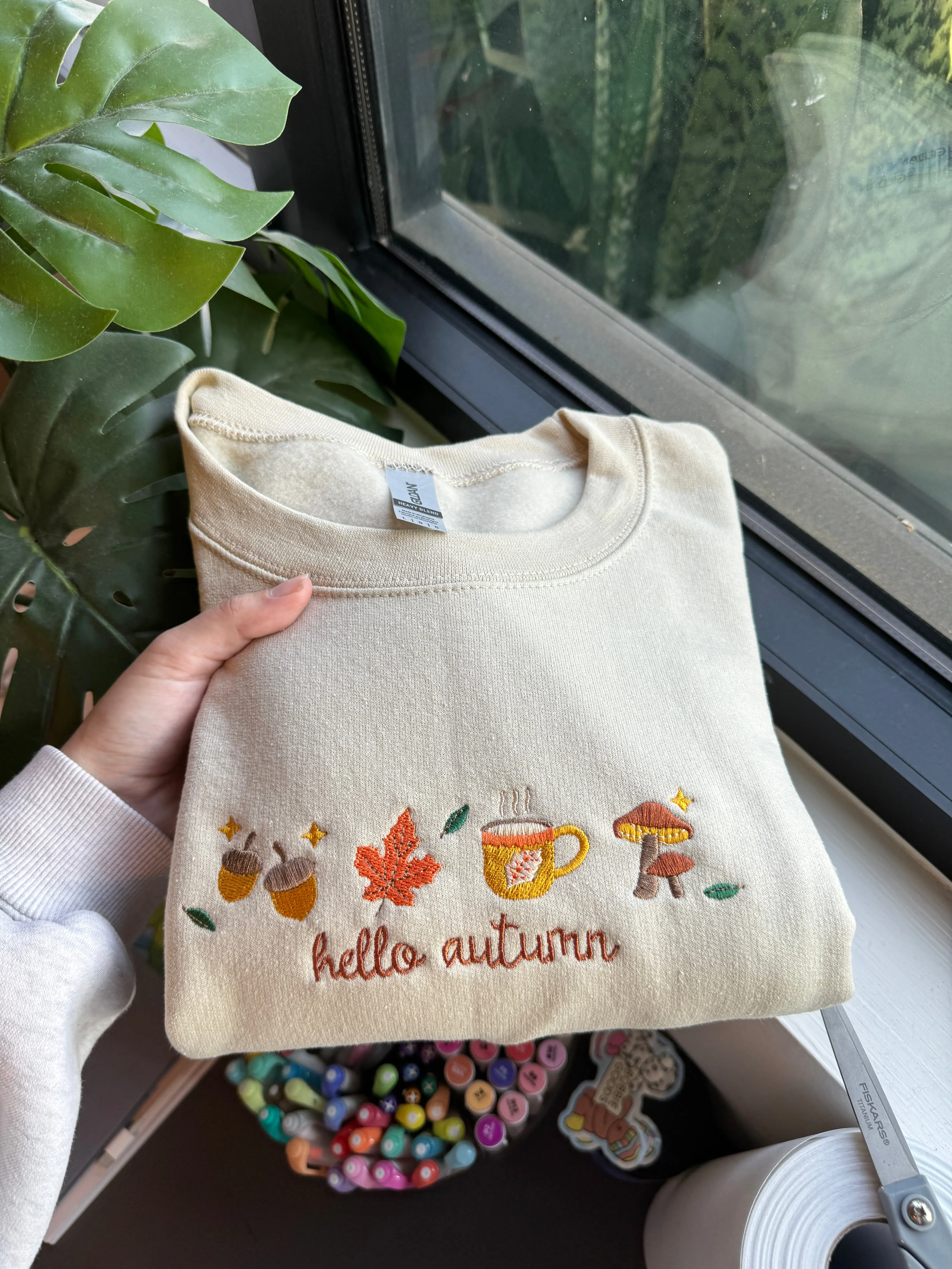 Hello Autumn Embroidered Crewneck