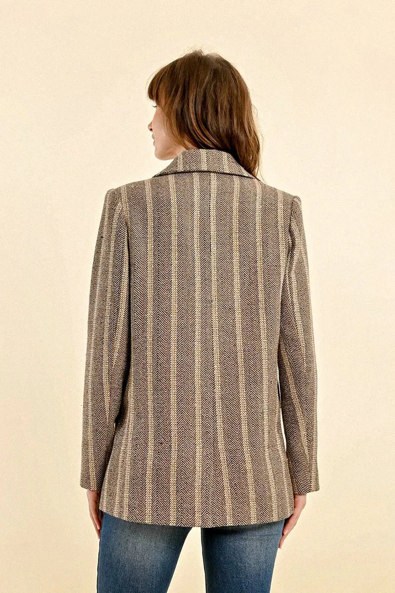 Herringbone Double-Breasted Blazer