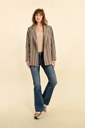 Herringbone Double-Breasted Blazer