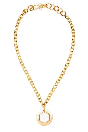Hex Mini in Mother of Pearl Stone Necklace