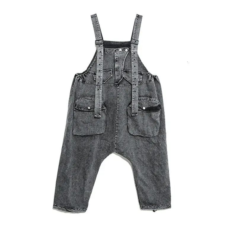 HEYFANCYSTYLE Casual Gray Denim Jumpsuit