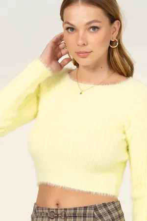 HF21G442-1-Fuzzy Crop Sweater