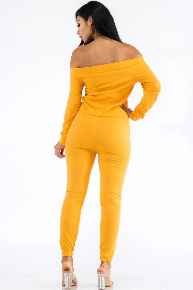 HH620R-SL-FALL - OFF SHOULDER JUMPSUIT