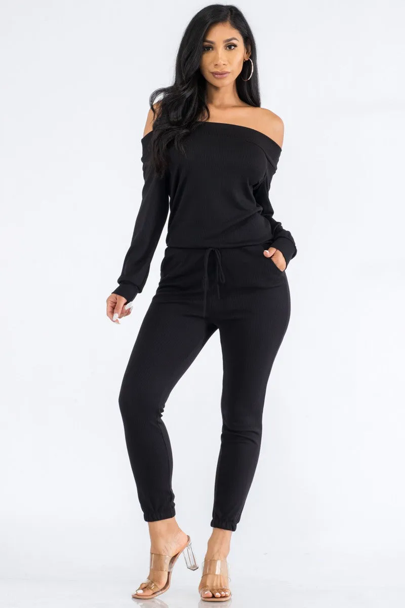 HH620R-SL-FALL - OFF SHOULDER JUMPSUIT