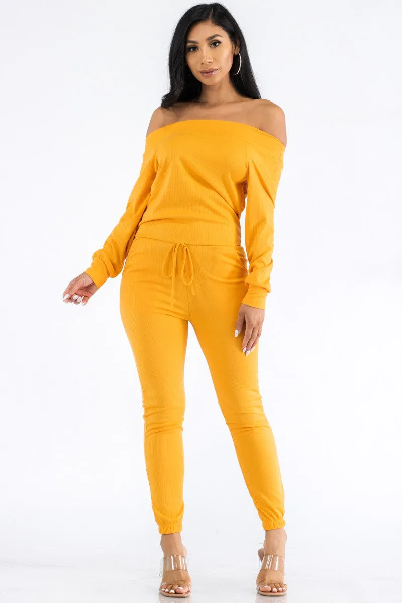 HH620R-SL-FALL - OFF SHOULDER JUMPSUIT