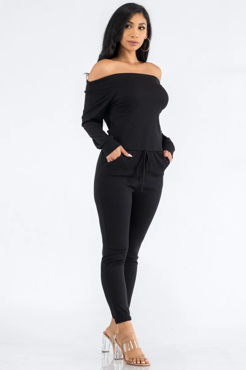 HH620R-SL-FALL - OFF SHOULDER JUMPSUIT