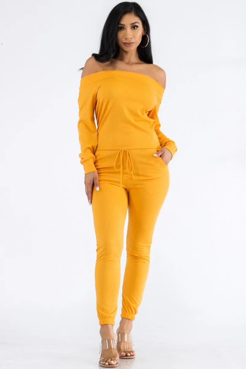 HH620R-SL-FALL - OFF SHOULDER JUMPSUIT