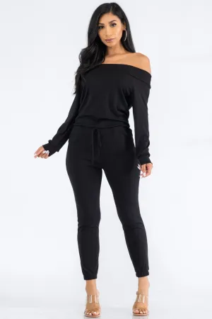 HH620R-SL-FALL - OFF SHOULDER JUMPSUIT