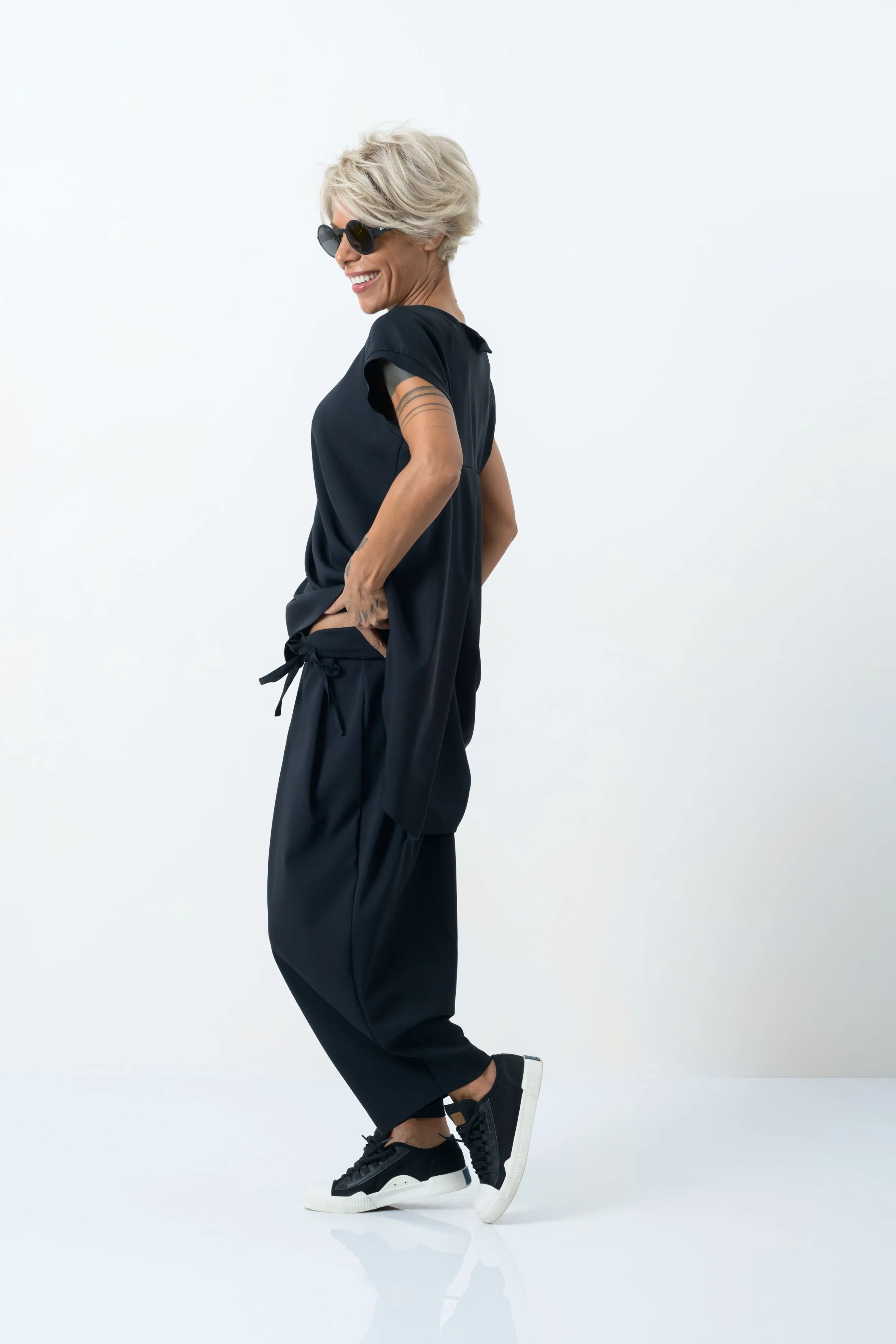 High-Low Tunic Top in Black