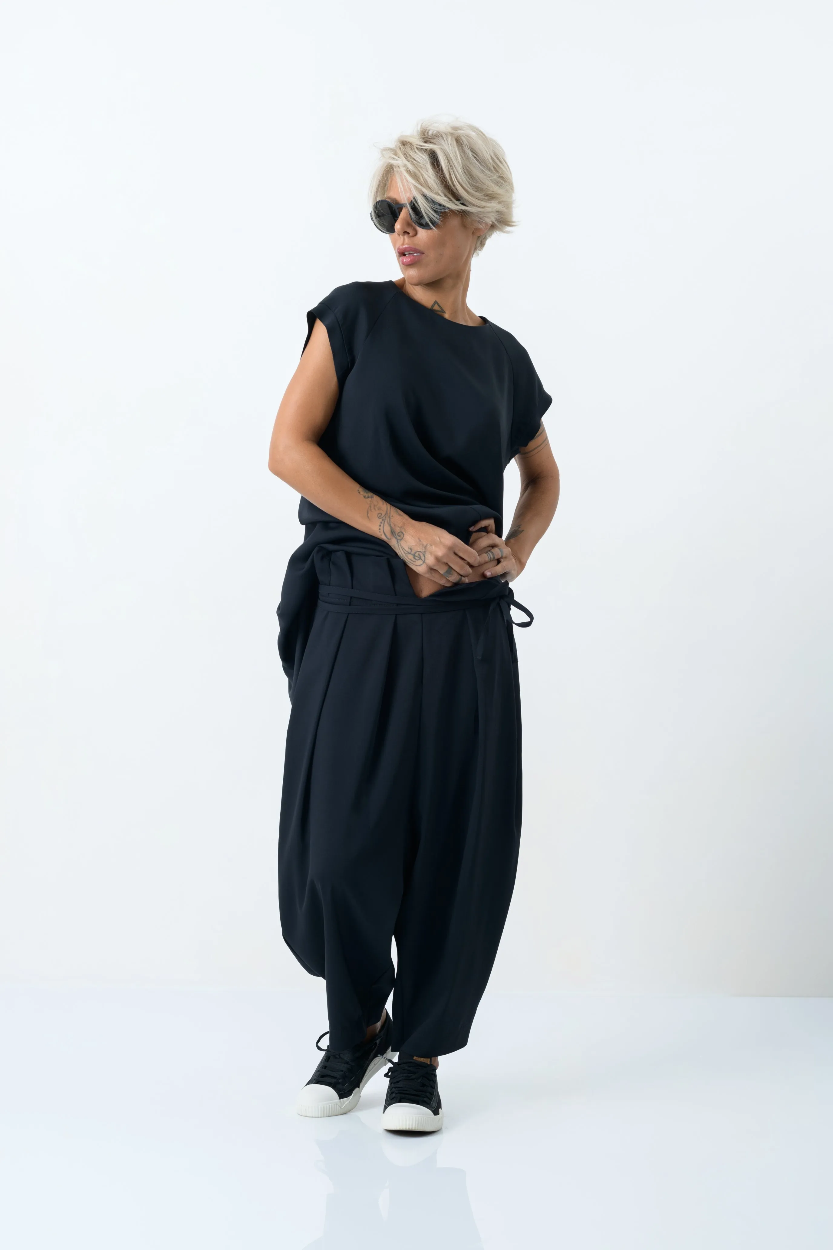 High-Low Tunic Top in Black