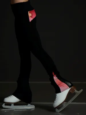 High Waist Black Legging With Mesh- Marbled Coral