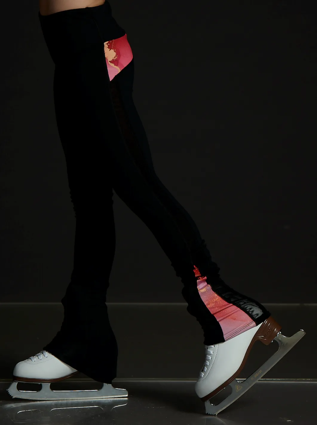 High Waist Black Legging With Mesh- Marbled Coral