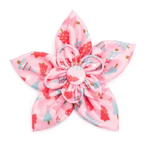Holiday Trees Dog Collar Flower Pink