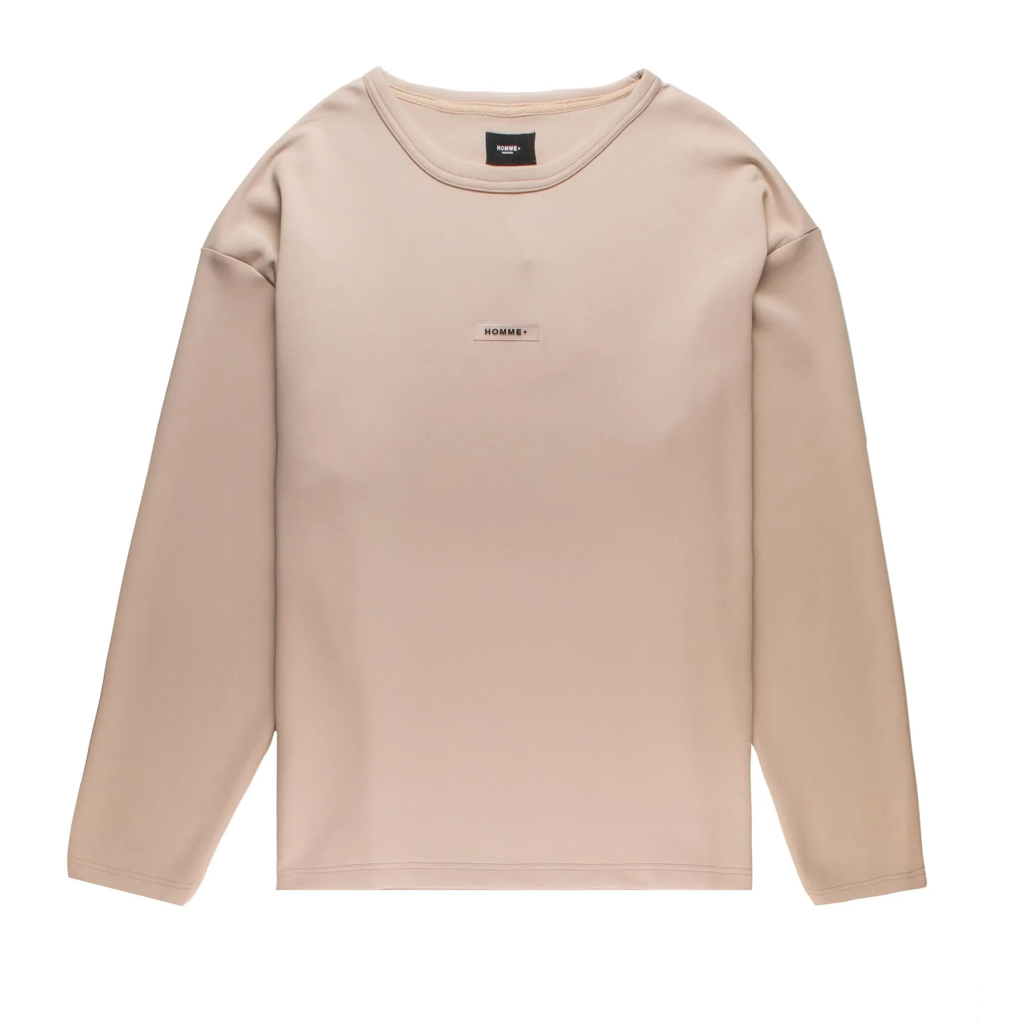 HOMME  'ESSENTIAL' Rubber Logo L/S Big Tee Cashmere