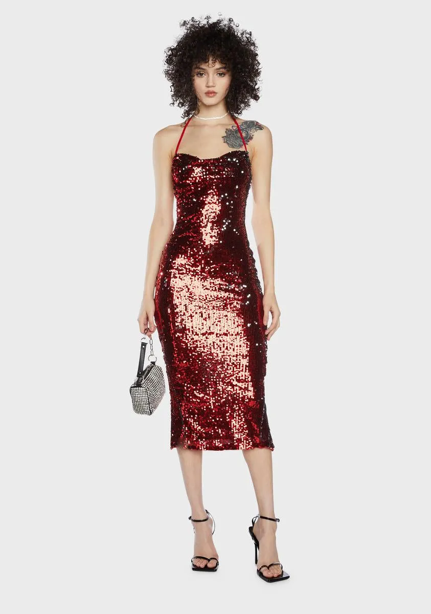 Hot Speakeasy Romance Sequin Maxi Dress