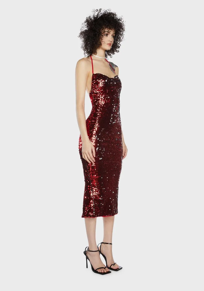 Hot Speakeasy Romance Sequin Maxi Dress