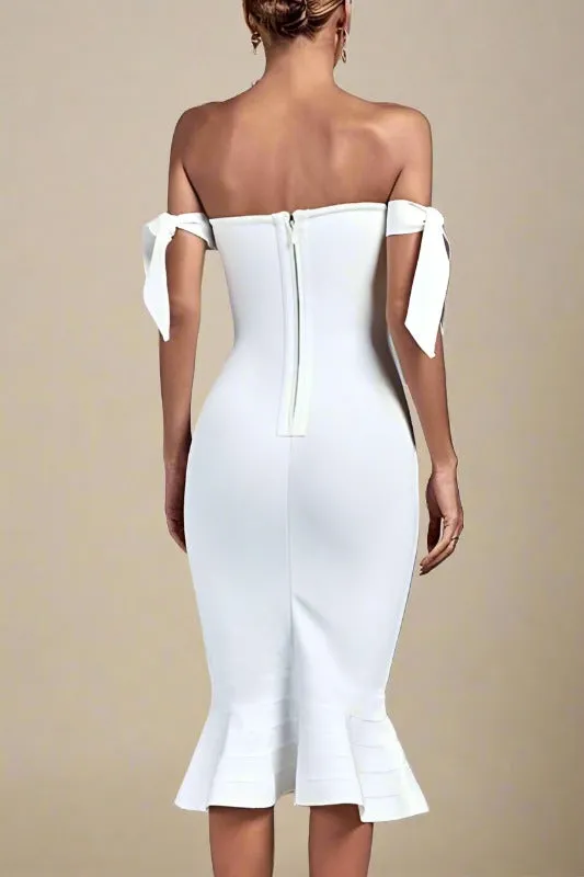 Hunter Bandage Midi Dress - Pearl White