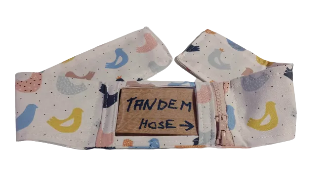 Insulin Pump Belt with Extra Phone Poket - Cotton Jersey, Tandem, Phone, Birds Design | DiabeThrive