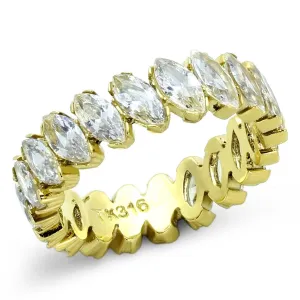 IP Gold(Ion Plating) Stainless Steel Ring with AAA Grade CZ in Clear for Women Style TK1234