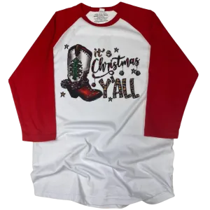 It's Christmas Y'all Raglan Tee HV132
