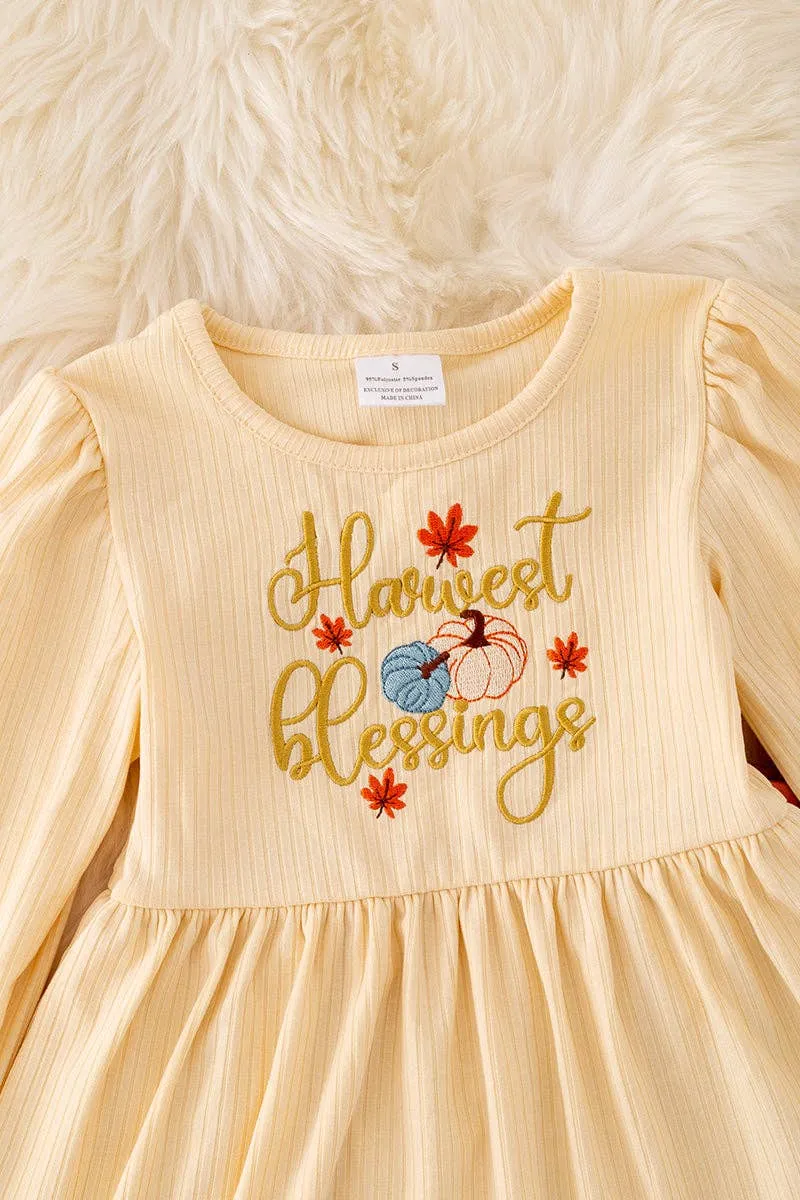 Ivory “Harvest Blessings" Tunic Top and Matching Ruffled Rust Pants