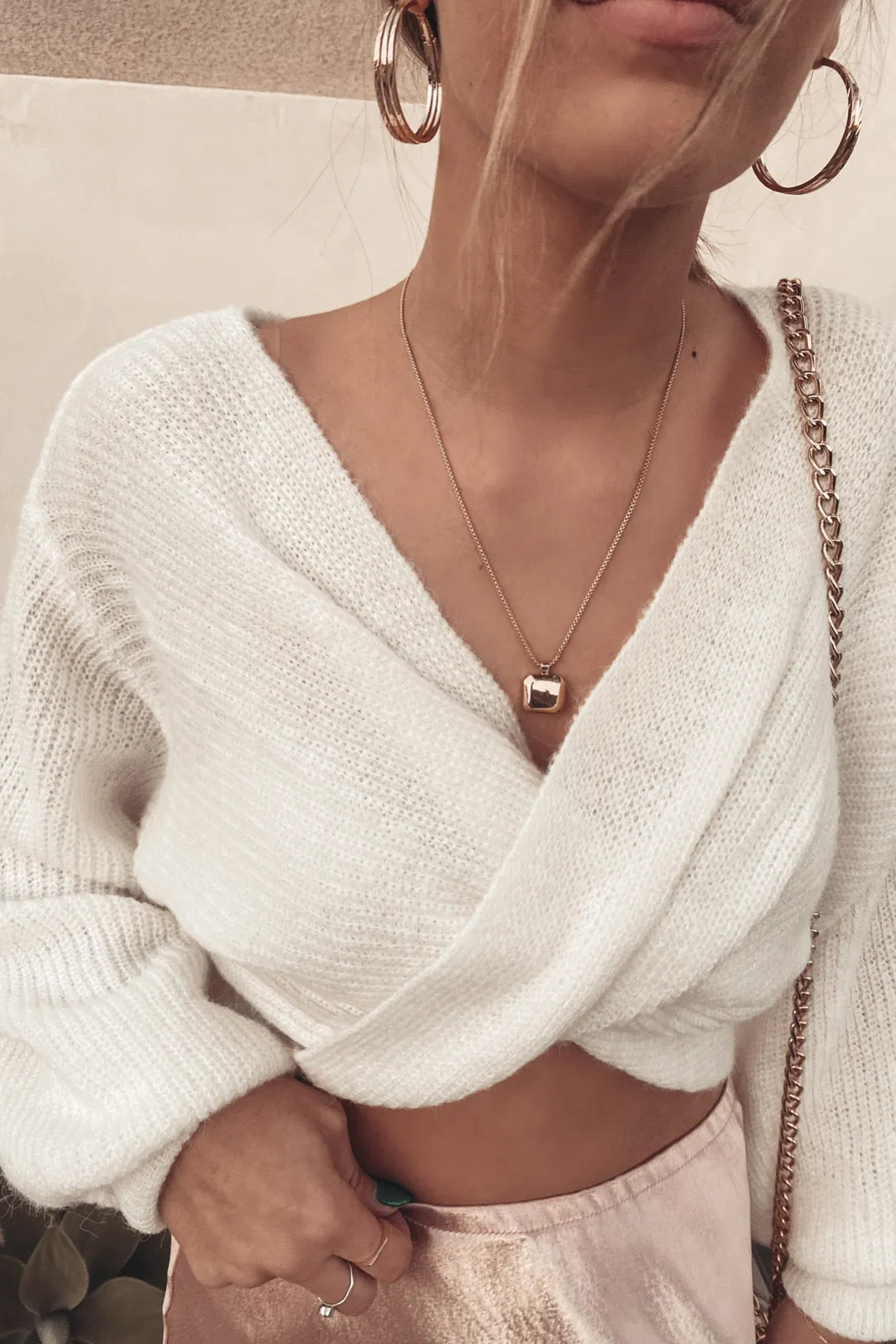 Ivory Leina Twist Sweater