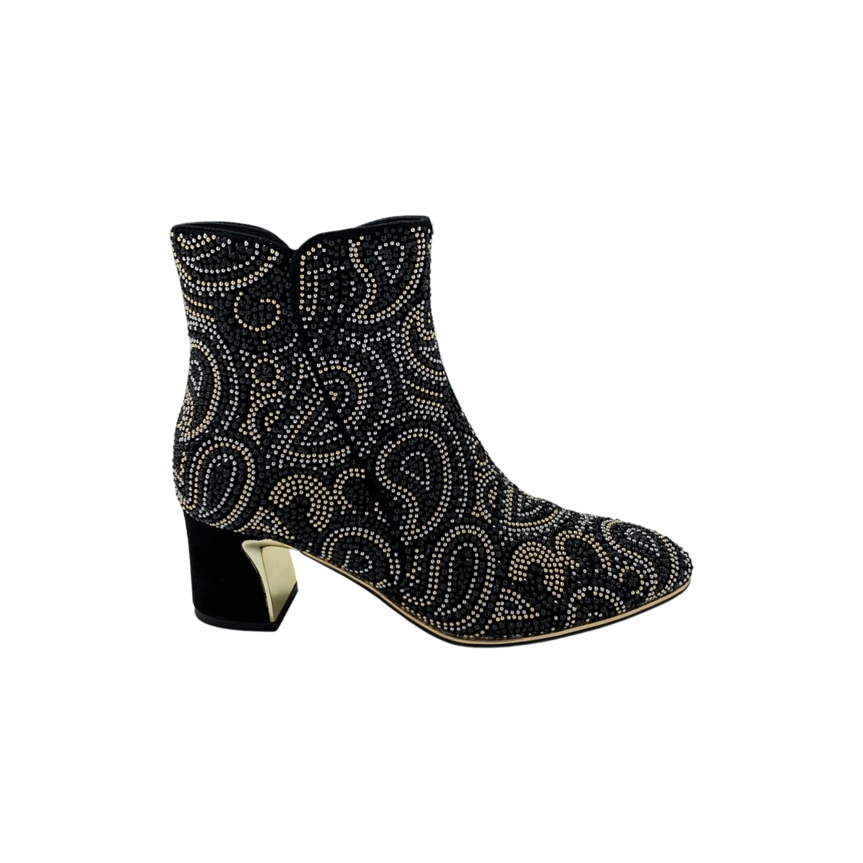 Jakarta Black Paisley Suede Bootie