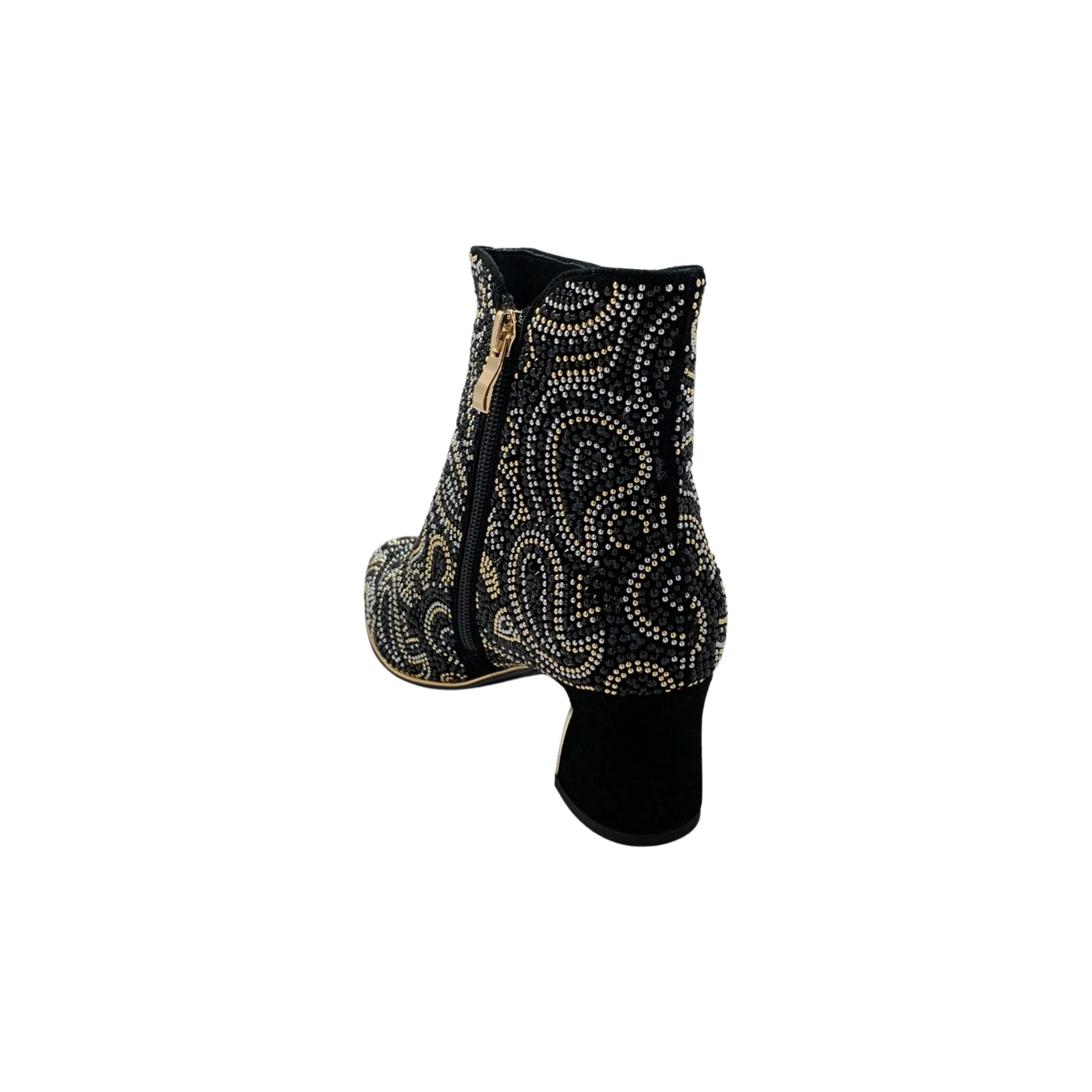 Jakarta Black Paisley Suede Bootie