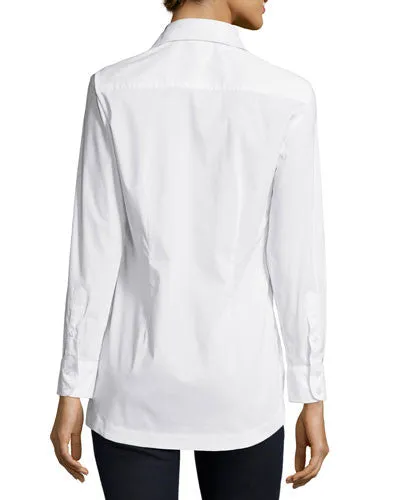 Joey Button Down Silky Black Poplin Blouse