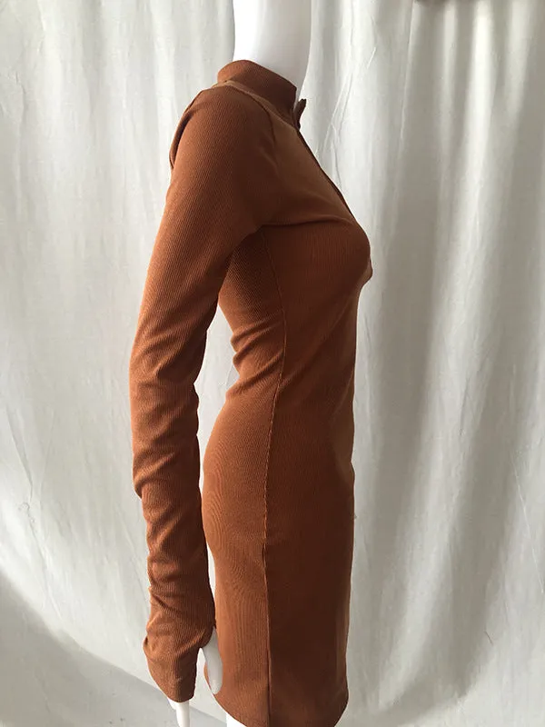 Julia Fashion - Women Dress  Fall Bodycon Ribbed Mini Dresses