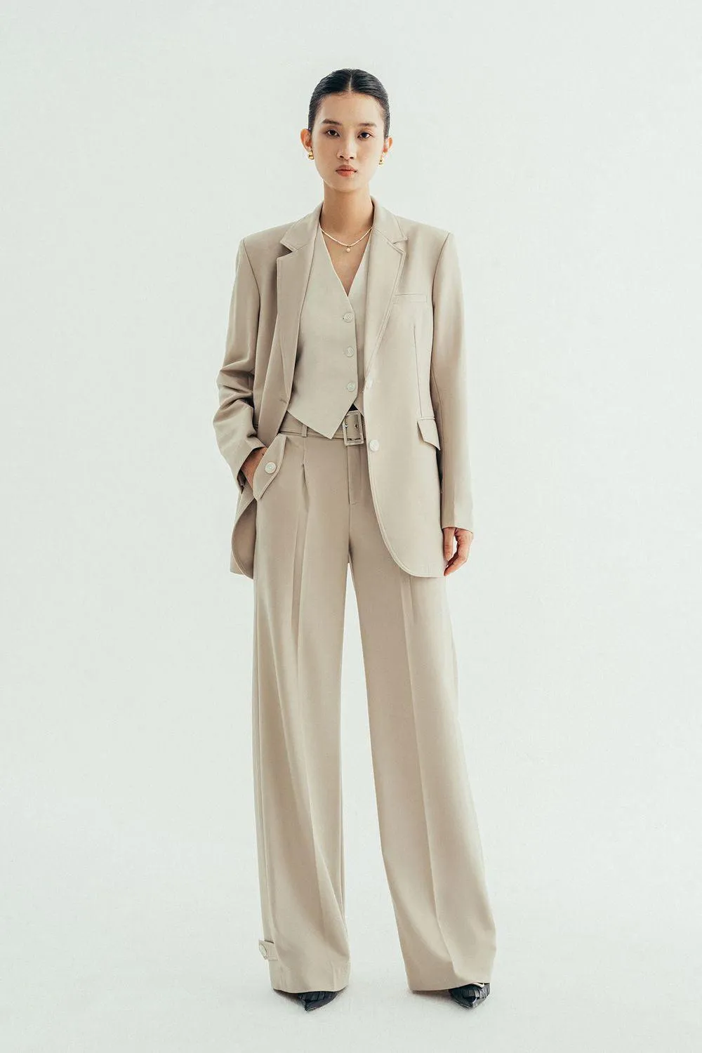 Kaisa Structured Flap Pocket Twill Blazer