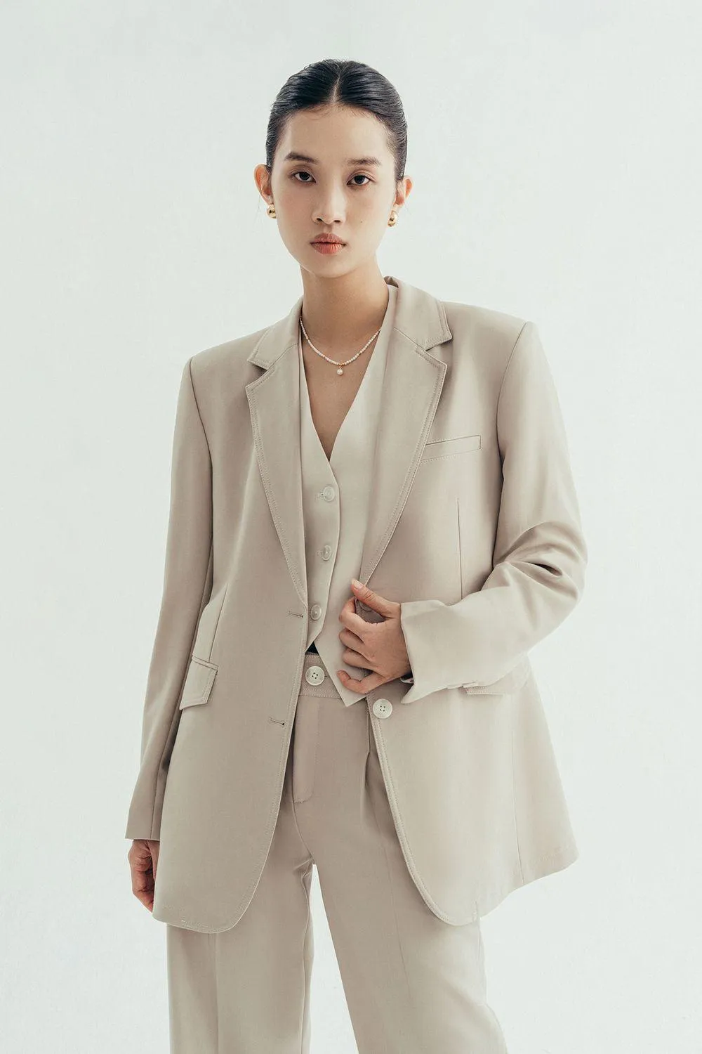 Kaisa Structured Flap Pocket Twill Blazer