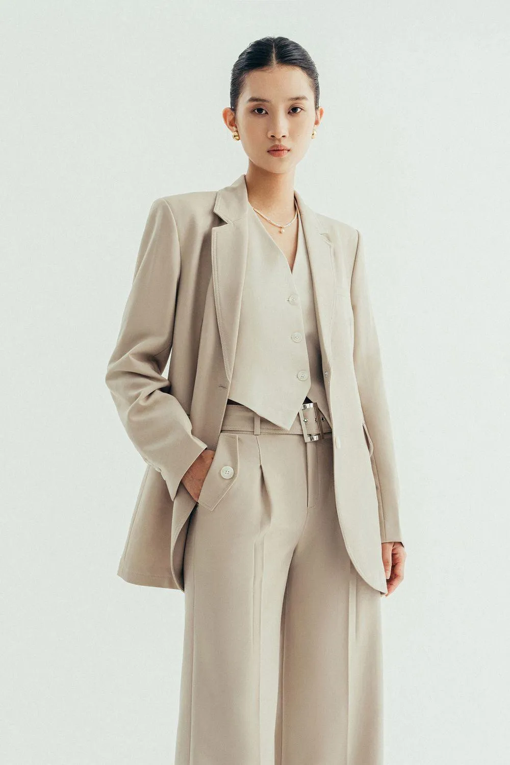 Kaisa Structured Flap Pocket Twill Blazer