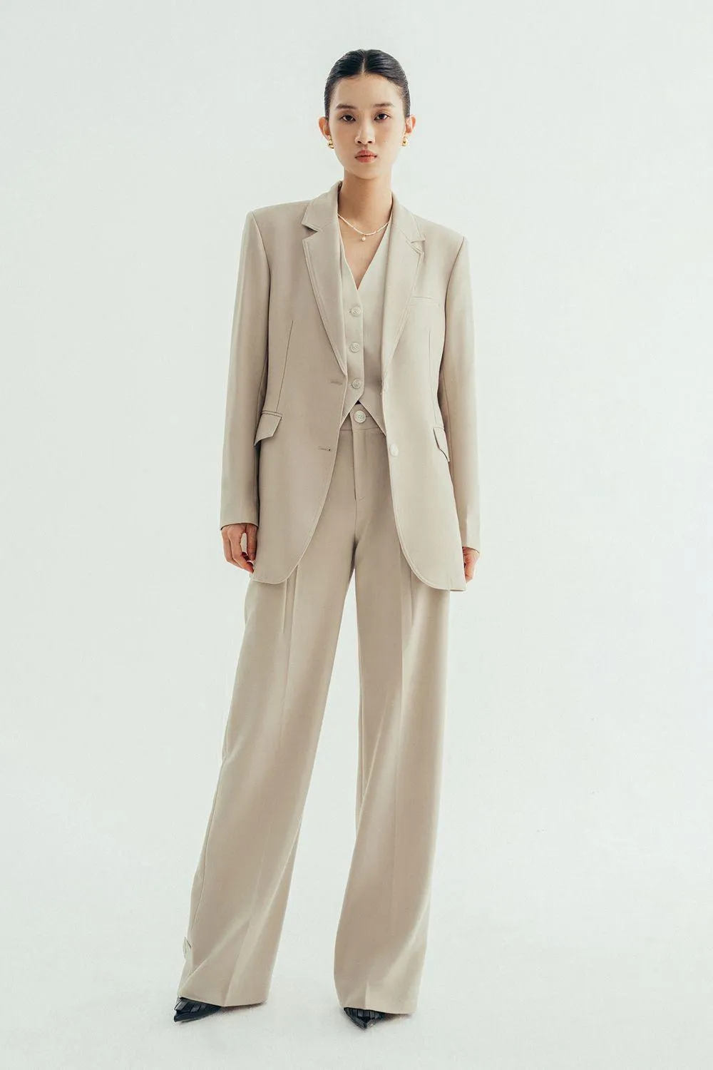 Kaisa Structured Flap Pocket Twill Blazer