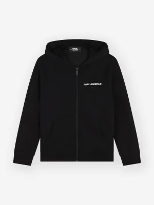 Karl Lagerfeld Boys Logo Zip Up Top in Black
