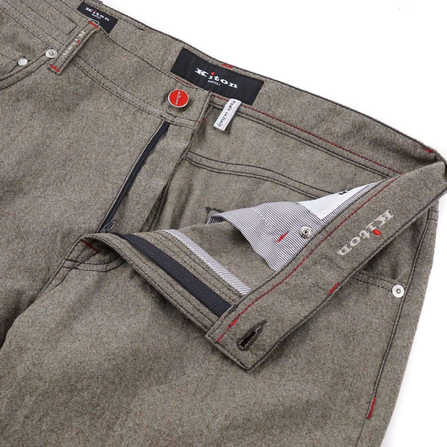 Kiton Slim Fit Five-Pocket Washed Wool Pants