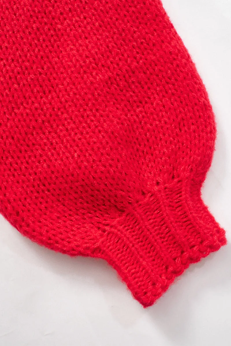 Knit Bow Design Christmas Overside Sweater